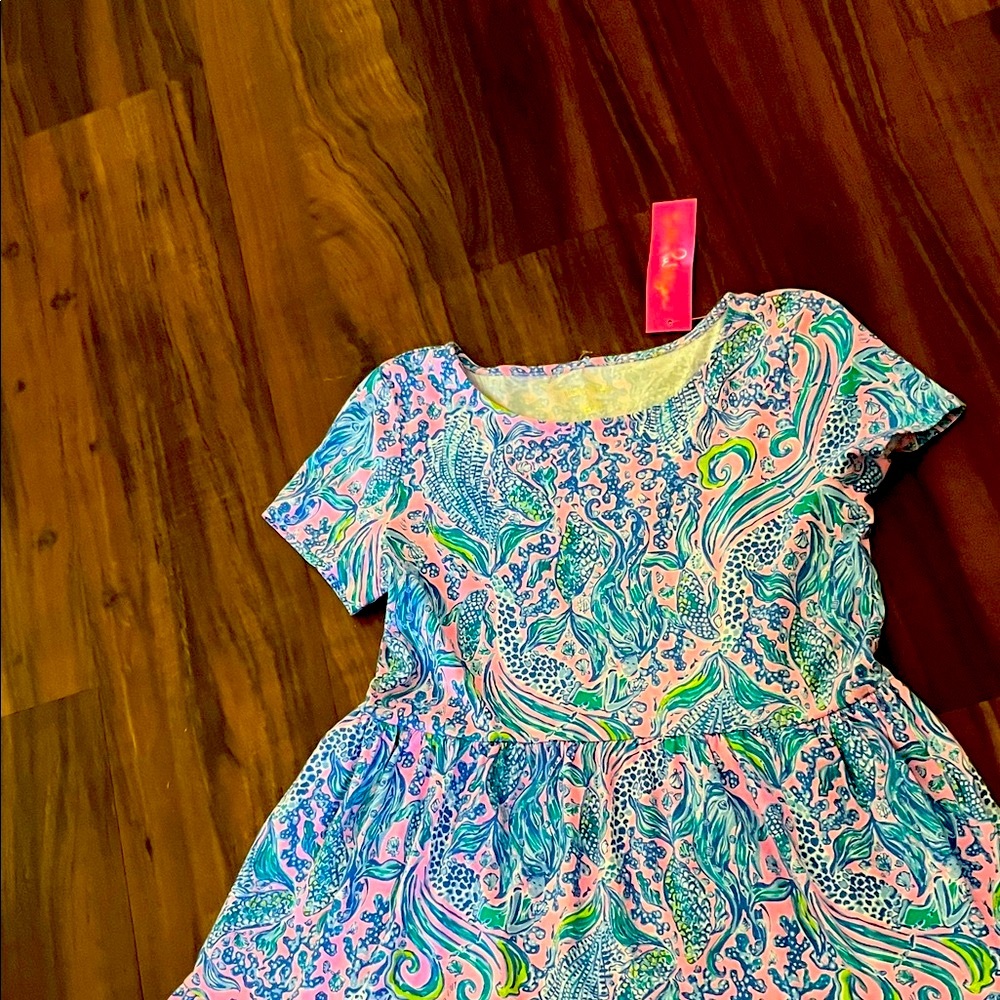New Lilly Pulitzer Geanna Flutter Sleeve Green Ruffled Smocked Dress - Picture 7 of 14